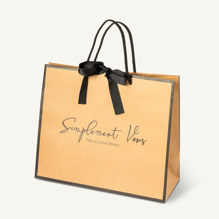 Shopper in Carta Kraft, con fiocco di chiusura