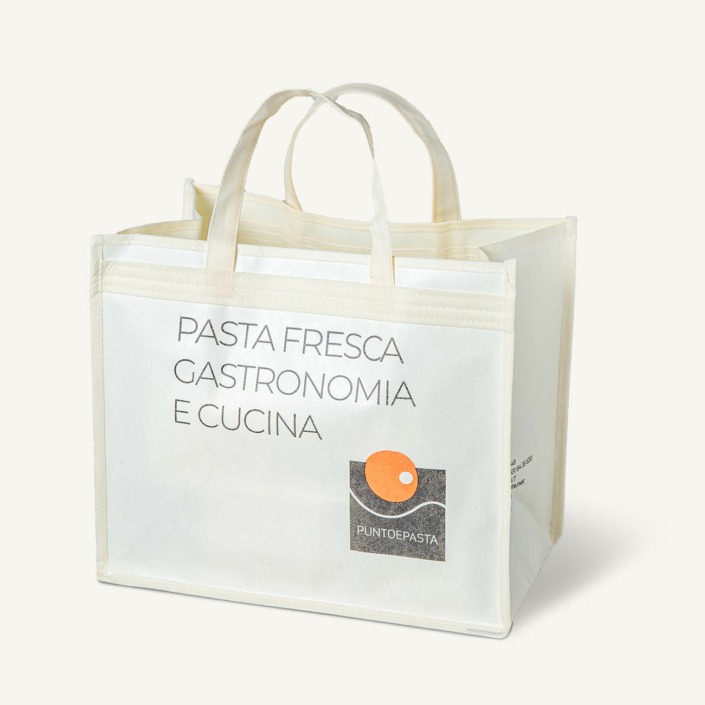 Borsa in cotone accoppiato con stampa flexo, modello Shop1