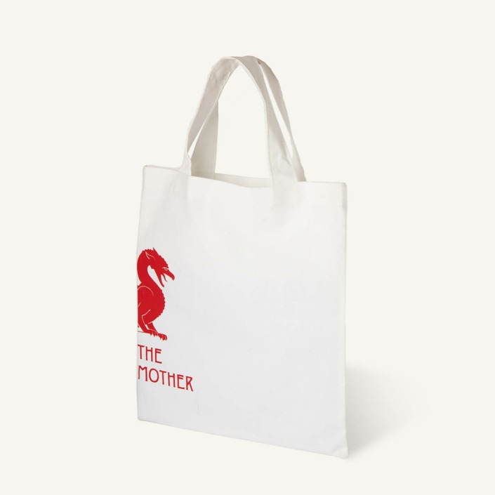 Borsa ecologica in cotone bianco, modello T-basic, con stampa rossa, modello T-basic