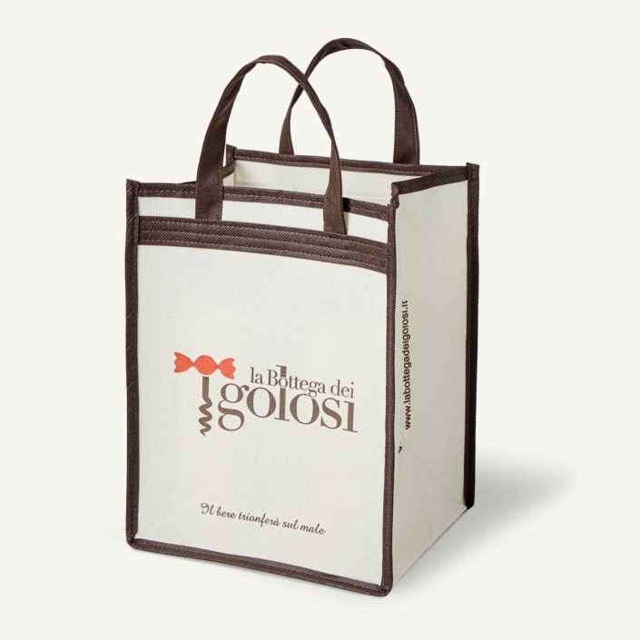 Borsa in cotone accoppiato con stampa flexo, modello Shop1